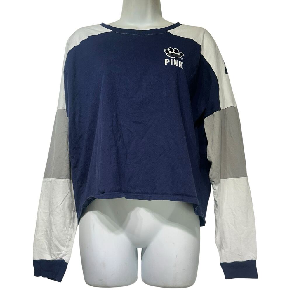 PINK Victoria’s Secret Nittany Lions Colorblock Long Sleeve Crop Shirt M